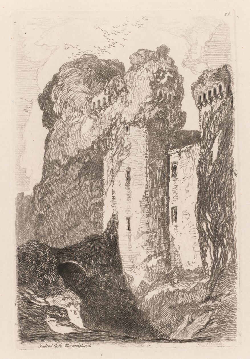 लिबर स्टडियोरियम: रागलैंड कैसल, मोनमॉहशायर, 1838। द्वारा जॉन बेच Cotman