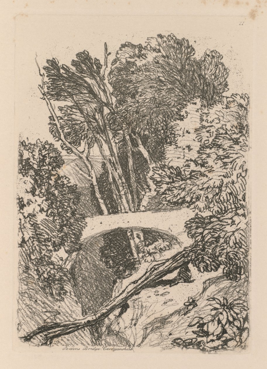 अध्ययन मुक्त प्लेट 11 पार्सन्स ब्रिज Cardingshire, 1838 कर रहे हैं। द्वारा जॉन बेच Cotman