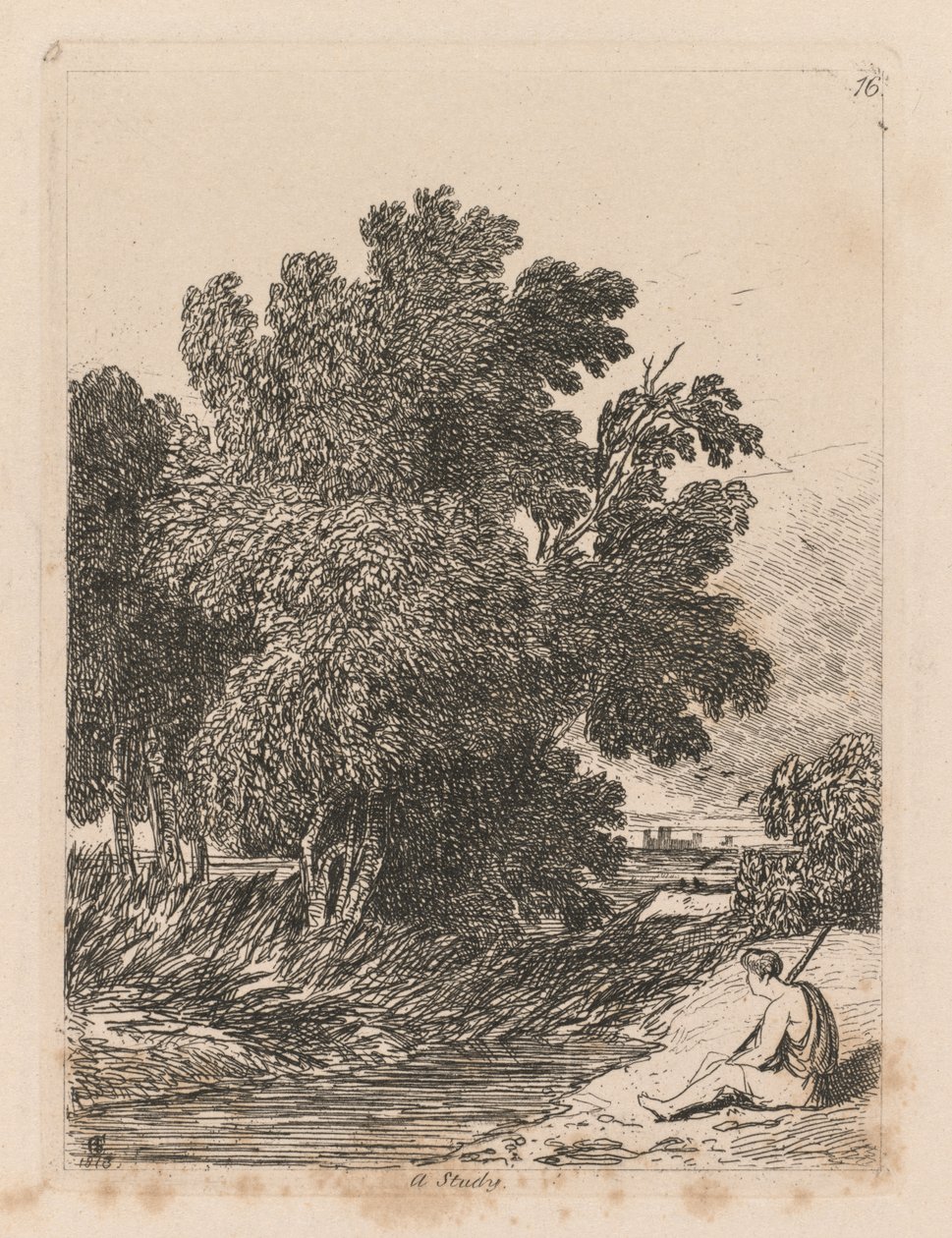 अध्ययन मुक्त प्लेट 16, एक अध्ययन, 1838 कर रहे हैं। द्वारा जॉन बेच Cotman