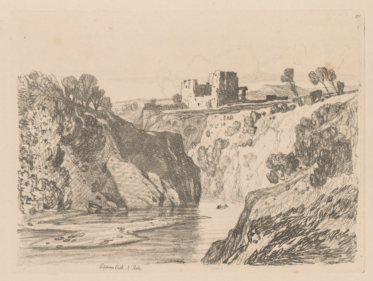 लिबर स्टडियोरम: प्लेट 27, किलग्रेन कैसल, एन। वेल्स, 1838। द्वारा जॉन बेच Cotman