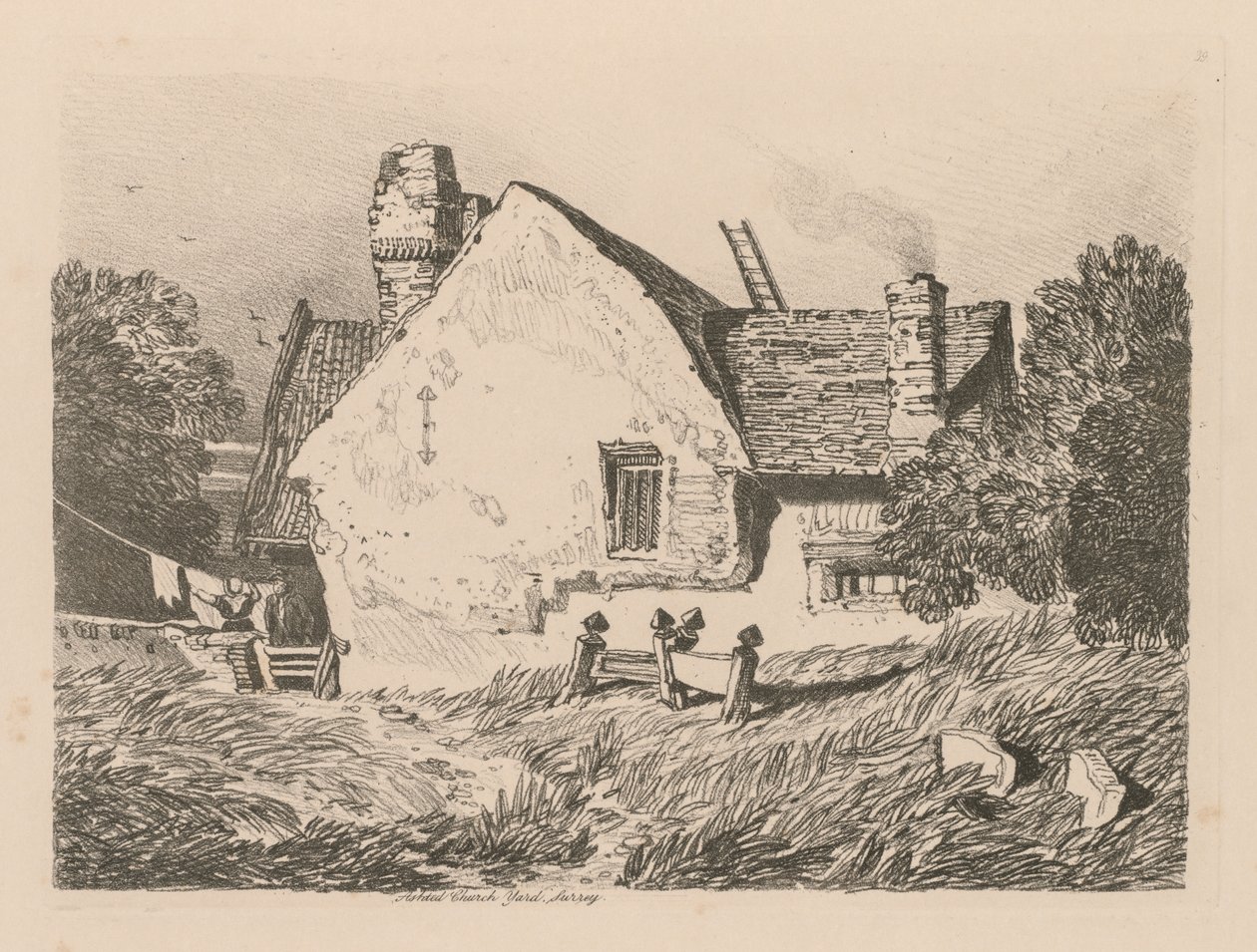 अध्ययन मुक्त प्लेट 39. देखें Ashdted सरे, 1838 कर रहे हैं। द्वारा जॉन बेच Cotman