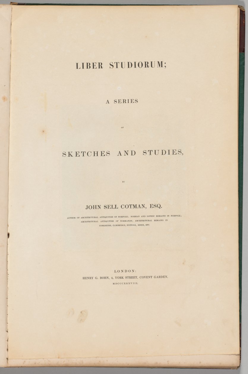 पुस्तक के अध्ययन: शीर्षक पृष्ठ, 1838। द्वारा जॉन बेच Cotman