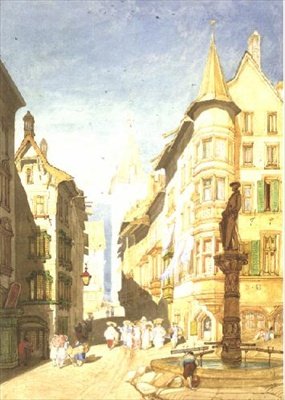 No.0944 Schaffhausen, c.1820-30 (कागज पर पानी के रंग का और पेंसिल) द्वारा जॉन बेच Cotman
