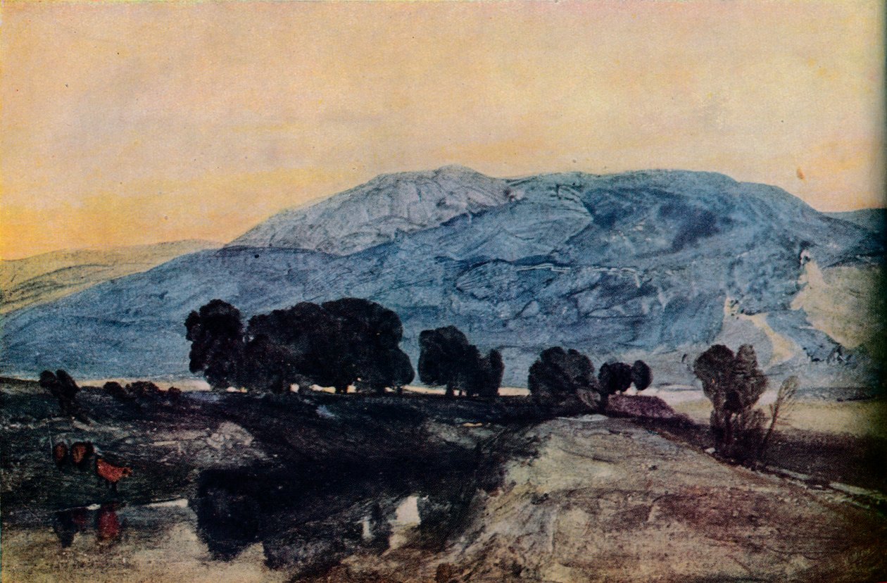 रॉकी लैंडस्केप, सनसेट, c19 वीं शताब्दी द्वारा जॉन बेच Cotman