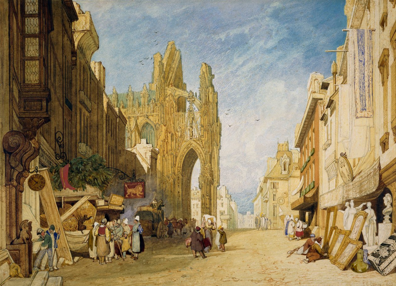 एलेनकॉन, नॉर्मंडी में स्ट्रीट सीन द्वारा जॉन बेच Cotman