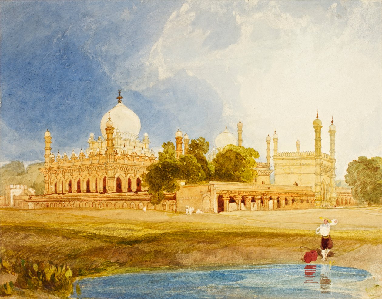 पैलेस ऑफ हैदर अली खान, मैसूर का राजा, c.1825 (कार्ड पर wc und पेंसिल) द्वारा जॉन बेच Cotman