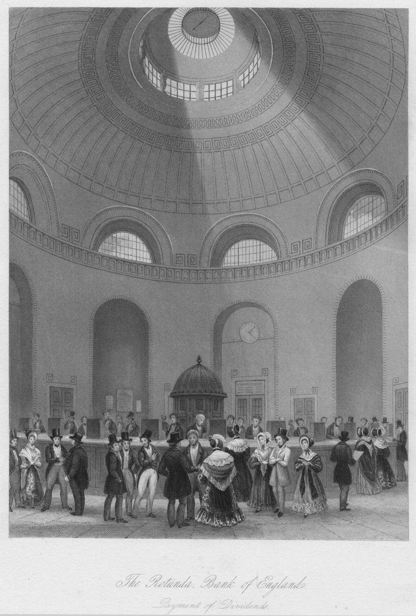 रोटुंडा, बैंक ऑफ इंग्लैंड - लाभांश का भुगतान, c1841 द्वारा जॉन शूर