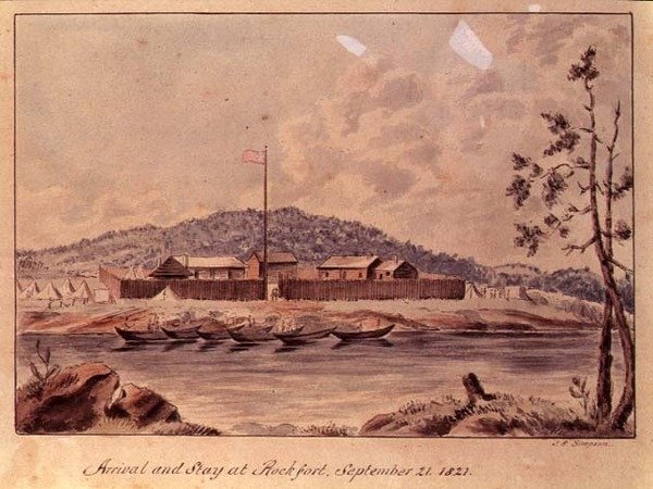 रॉकफोर्ट में आगमन और ठहराव, 1821 (कागज पर wc) द्वारा जॉन सिम्पसन