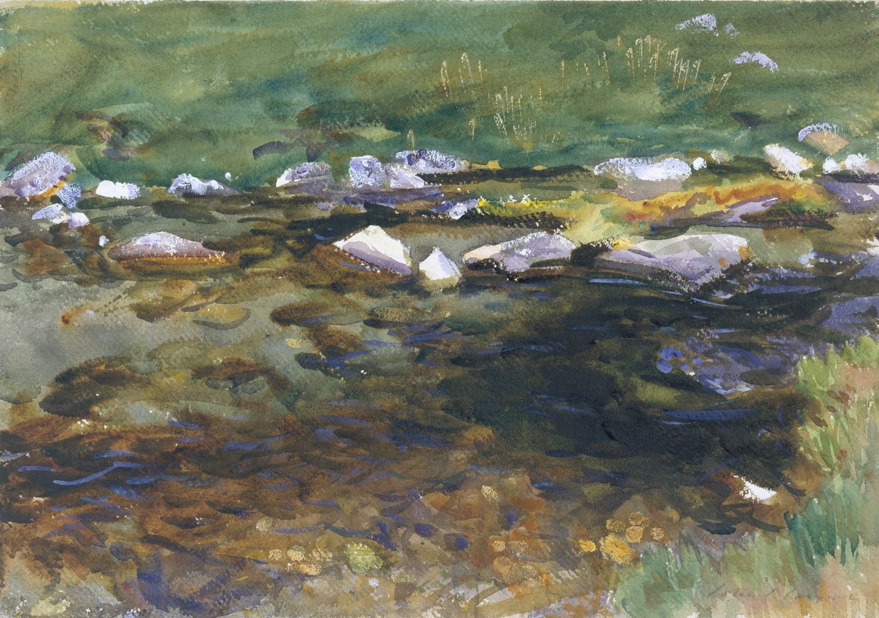 ब्रुक एंड मीडो, c.1907 (wc, gouache, और ग्रेव वाइट पेपर पर ग्रेफाइट) द्वारा जॉन सिंगर सार्जेंट