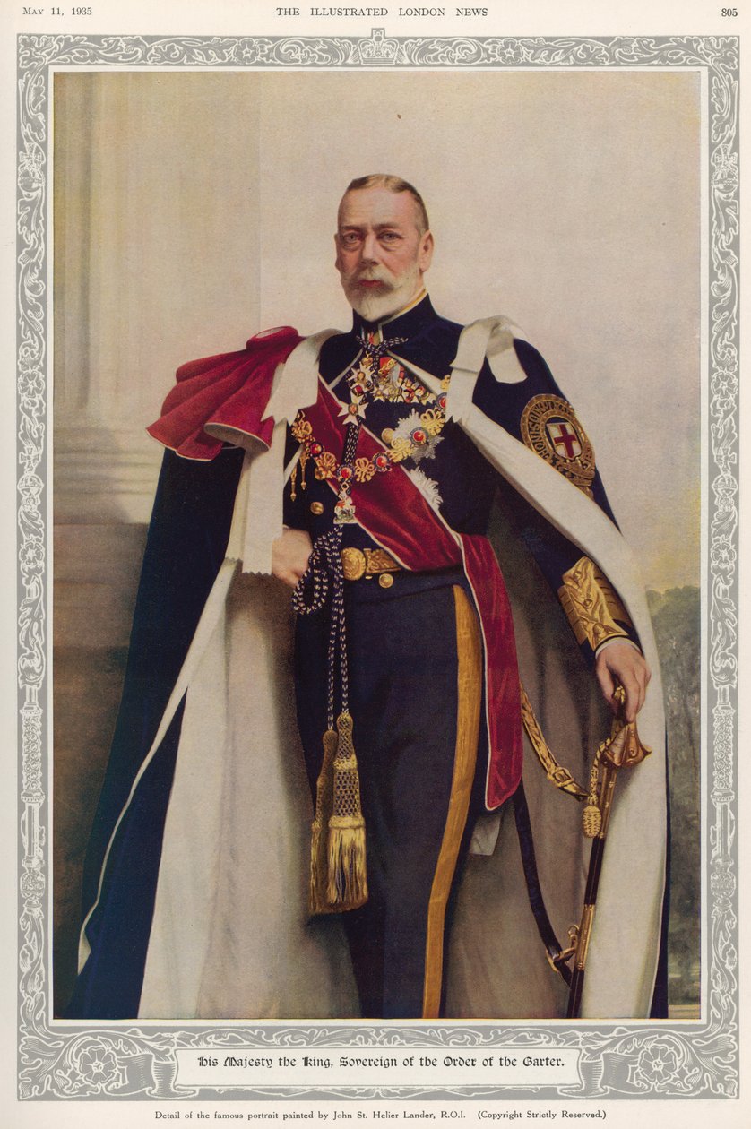 &39;द इलस्ट्रेटेड लंदन न्यूज&39; से किंग जॉर्ज पंचम (1865-1936), द ऑर्डर ऑफ द गार्टर, 11 मई 1935 द्वारा जॉन सेंट हेलियर लैंडर