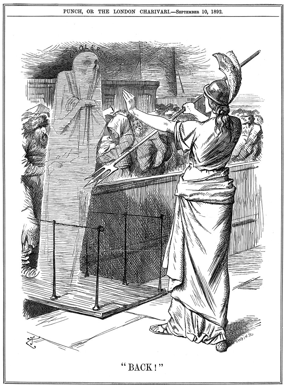 ब्रिटानिया ब्रिटिश बंदरगाहों पर हैजा वापस, 1892 द्वारा जॉन टेनिएल
