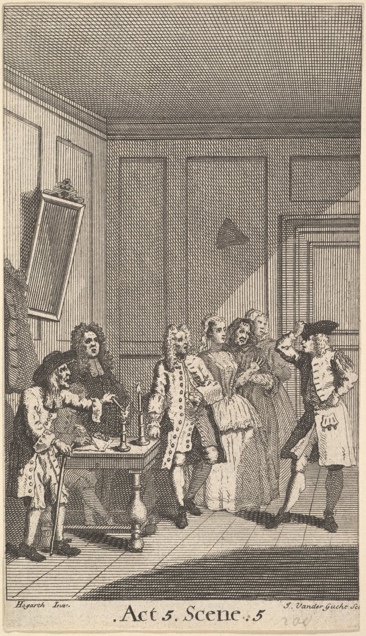 Moliere's L'Avare The Miser, 1732 के सामने का भाग। द्वारा जॉन वेंडरगुच्टो