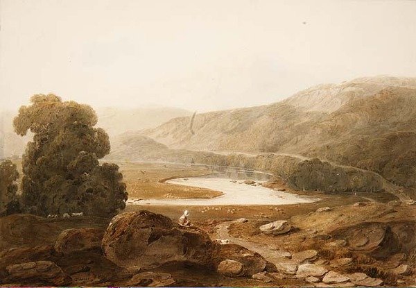 नंबर 1607 मावडच नदी की घाटी, वेल्स, c.1805 (कागज पर जल रंग और काला चाक) द्वारा जॉन वर्ले