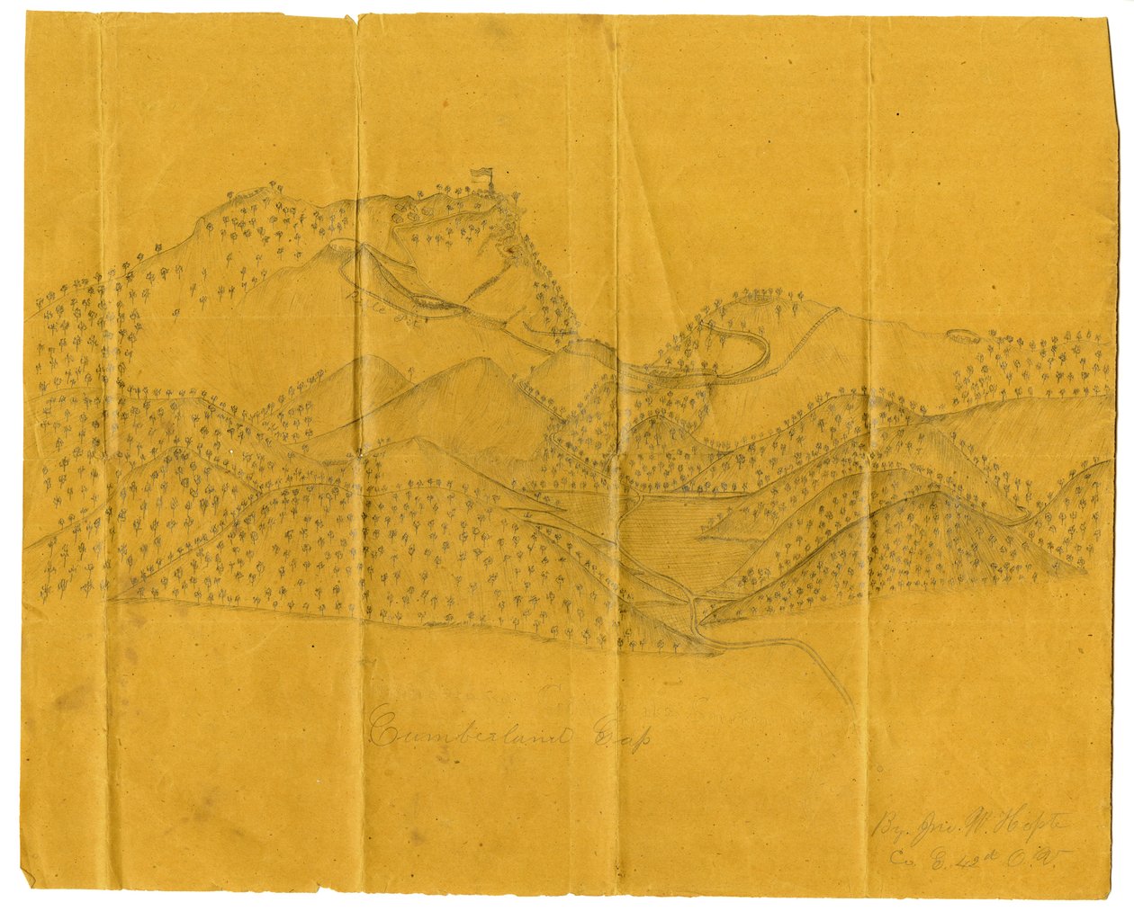 कंबरलैंड गैप का पेंसिल चित्रण, c.1862-1865 द्वारा जॉन डब्ल्यू होपट