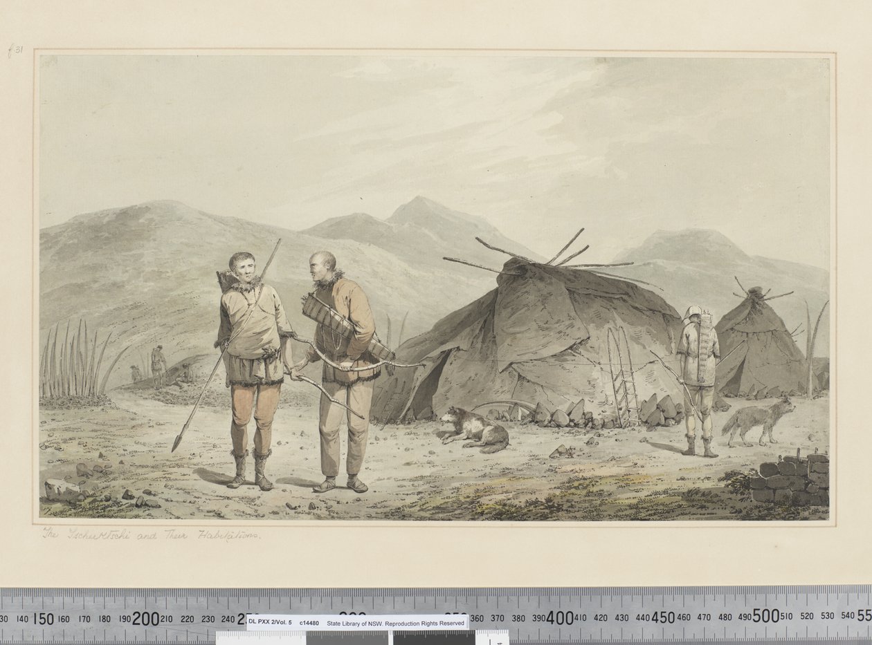 F.31 Tschuktschi और उनके आवास, c.1773-84 (जल रंग) द्वारा जॉन वेबर