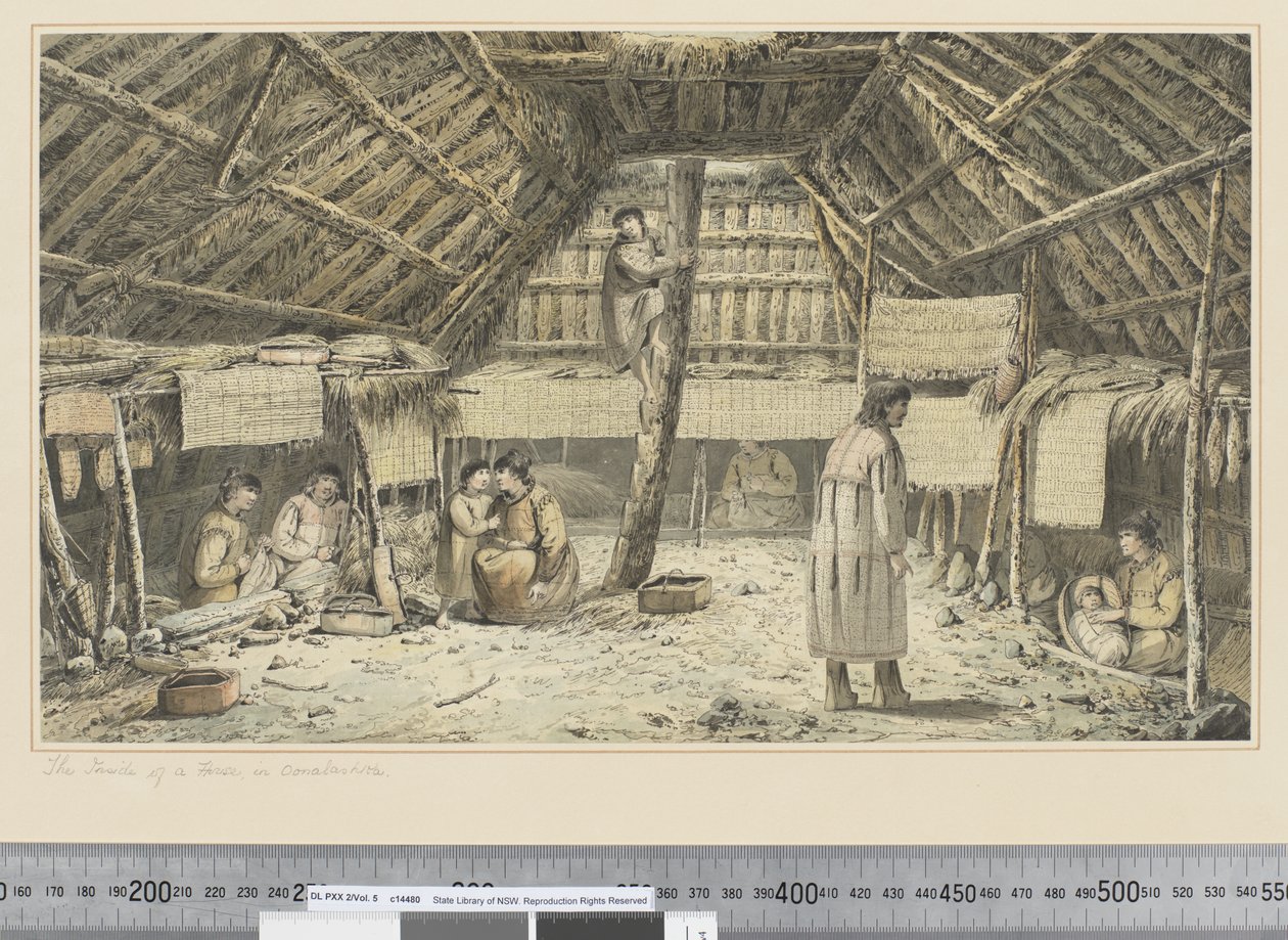 F.34 ऊनाश्का में एक घर के अंदर, c.1773-84 (जल रंग) द्वारा जॉन वेबर