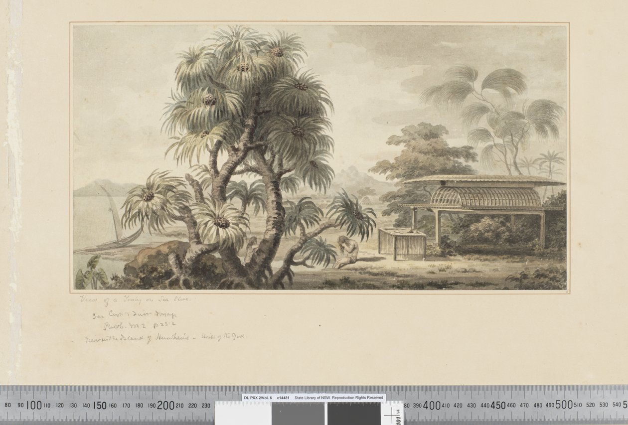 F.46 समुद्र तट पर एक मकबरे का दृश्य, c.1783-84 (जल रंग) द्वारा जॉन वेबर