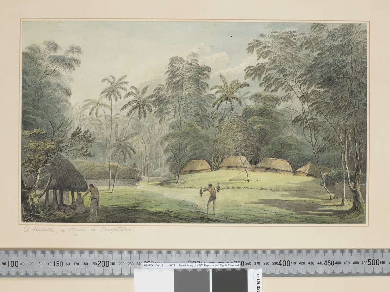 F.8 A Fiatooka, or Morai in Tongataboo, c.1773-84 (वाटरकलर) द्वारा जॉन वेबर