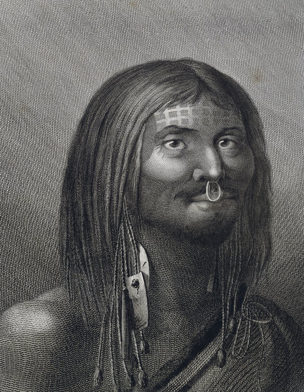 नूटका साउंड से पॉलिनेशियन मैन, जॉन वेबर (1752-1793) द्वारा चित्रण, जेम्स कुक (1728-1779) की तीसरी यात्रा (1776-1779) के दौरान किया गया। द्वारा जॉन वेबर