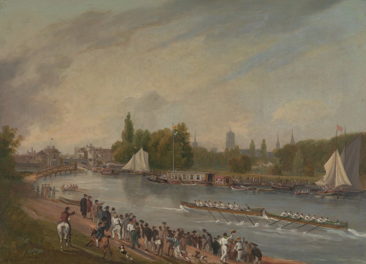 आइसिस नदी पर एक नौका दौड़, ऑक्सफोर्ड, 1822। द्वारा जॉन वेसेल