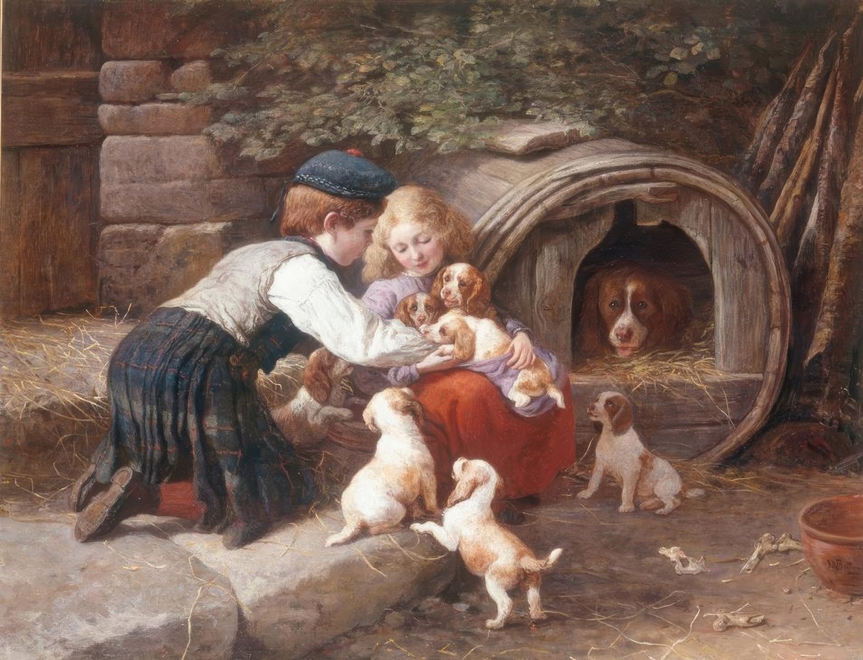 Puppies के साथ खेल रहा है द्वारा जॉन विलियम बॉटले