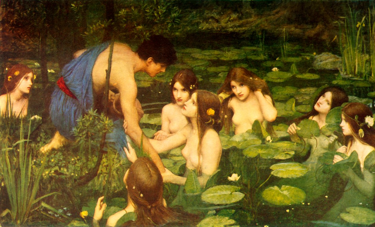 हायलस एंड द वॉटर निम्फ्स, 1896, c1915। द्वारा जॉन विलियम वॉटरहाउस