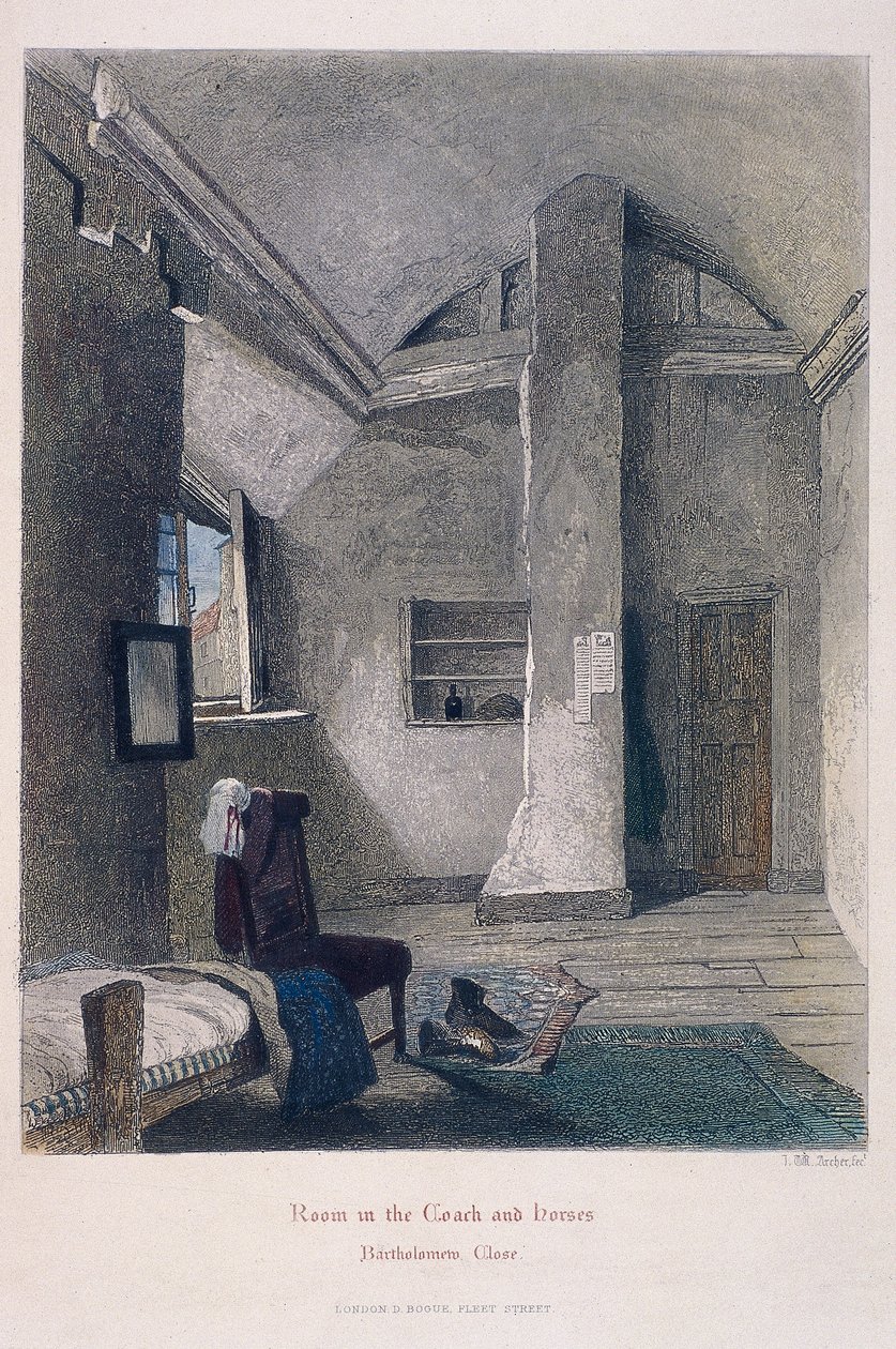 कोच एंड हॉर्स इन, बार्थोलोम्यू क्लोज, लंदन, 1851 द्वारा जॉन व्येकहम आर्चर