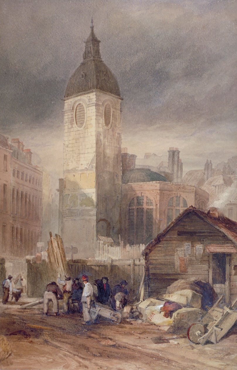 1844 में लंदन शहर के सेंट बेनेट फिंक के चर्च का विध्वंस द्वारा जॉन व्येकहम आर्चर