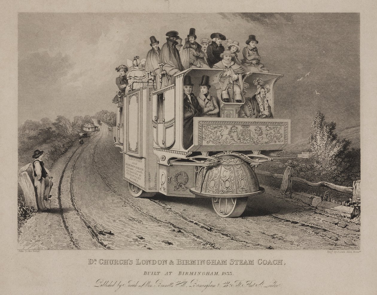 डॉ। चर्च्स लंदन और बर्मिंघम स्टीम कोच, 1833 द्वारा कुक के बाद जॉन