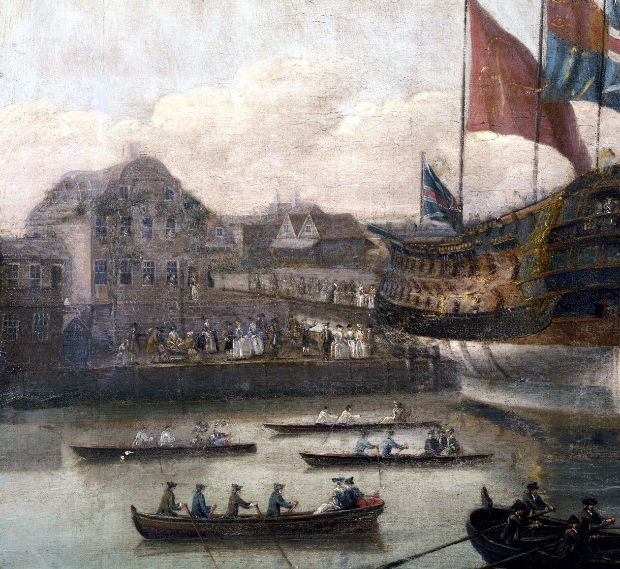 डेप्टफोर्ड डॉकयार्ड में लॉन्च, c.1750 (264190 का विस्तार) द्वारा जॉन एल्डर क्लीवेले