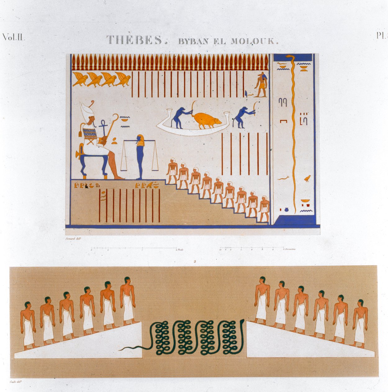 बायबन एल मोलौक, थेब्स, मिस्र, 1822 से भित्तिचित्रों के चित्र द्वारा jomard