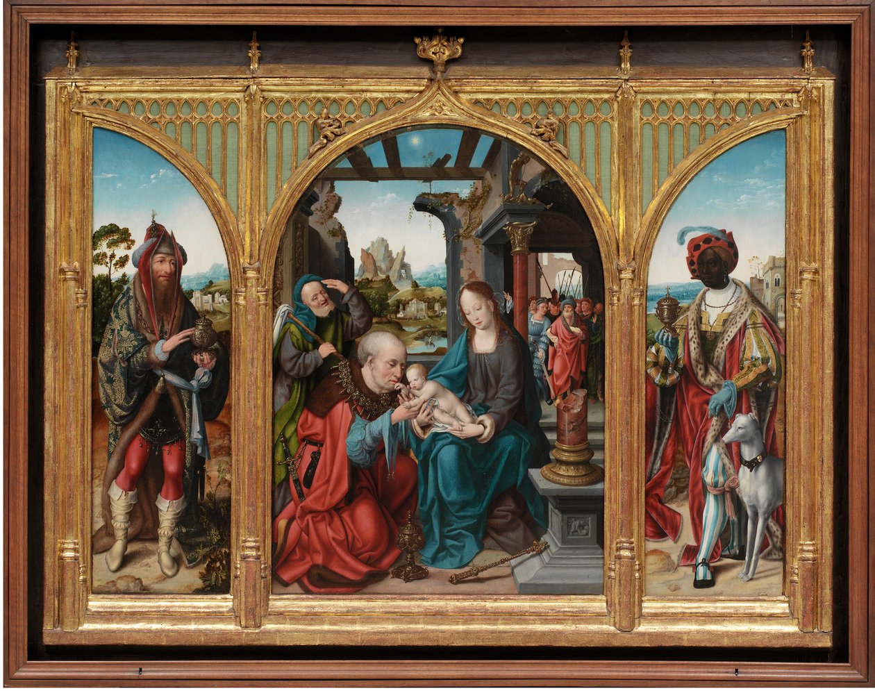 Magi की आराधना, c.1525 (ओक पैनलों पर तेल) द्वारा जोस वैन क्लीव