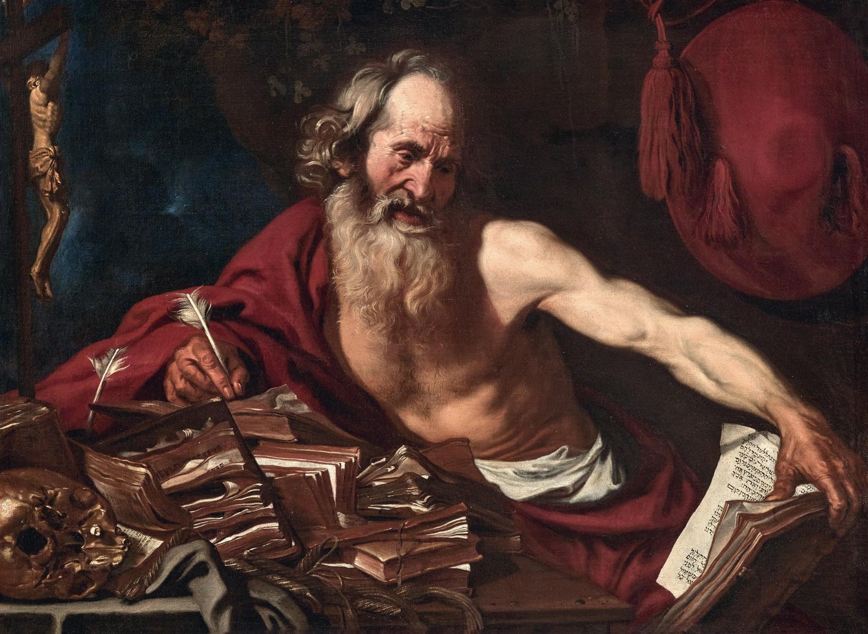 सेंट जेरोम अपने सेल में, 1654। द्वारा जोस्ट वैन डे हम्मे