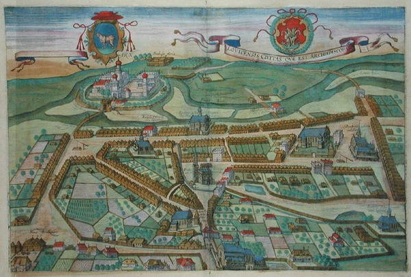 जॉर्ज ब्राउन (1541-1622) और फ्रैंस होजेनबर्ग (1535-90), c.1572 (रंगीन उत्कीर्णन) द्वारा 'सिविटेट्स ऑर्बिस टेरारम' से लोविसेंसिस द्वारा जोरिस (बाद) होफनेगल
