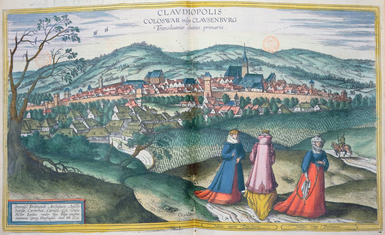 मानचित्र Napoca, &39;विश्व&39; से ब्राउन द्वारा (1541-1622) और फ्रांज Hogenbergh (1535-1590) ब्रुसेल्स, 1574 द्वारा जोरिस हॉफनागल