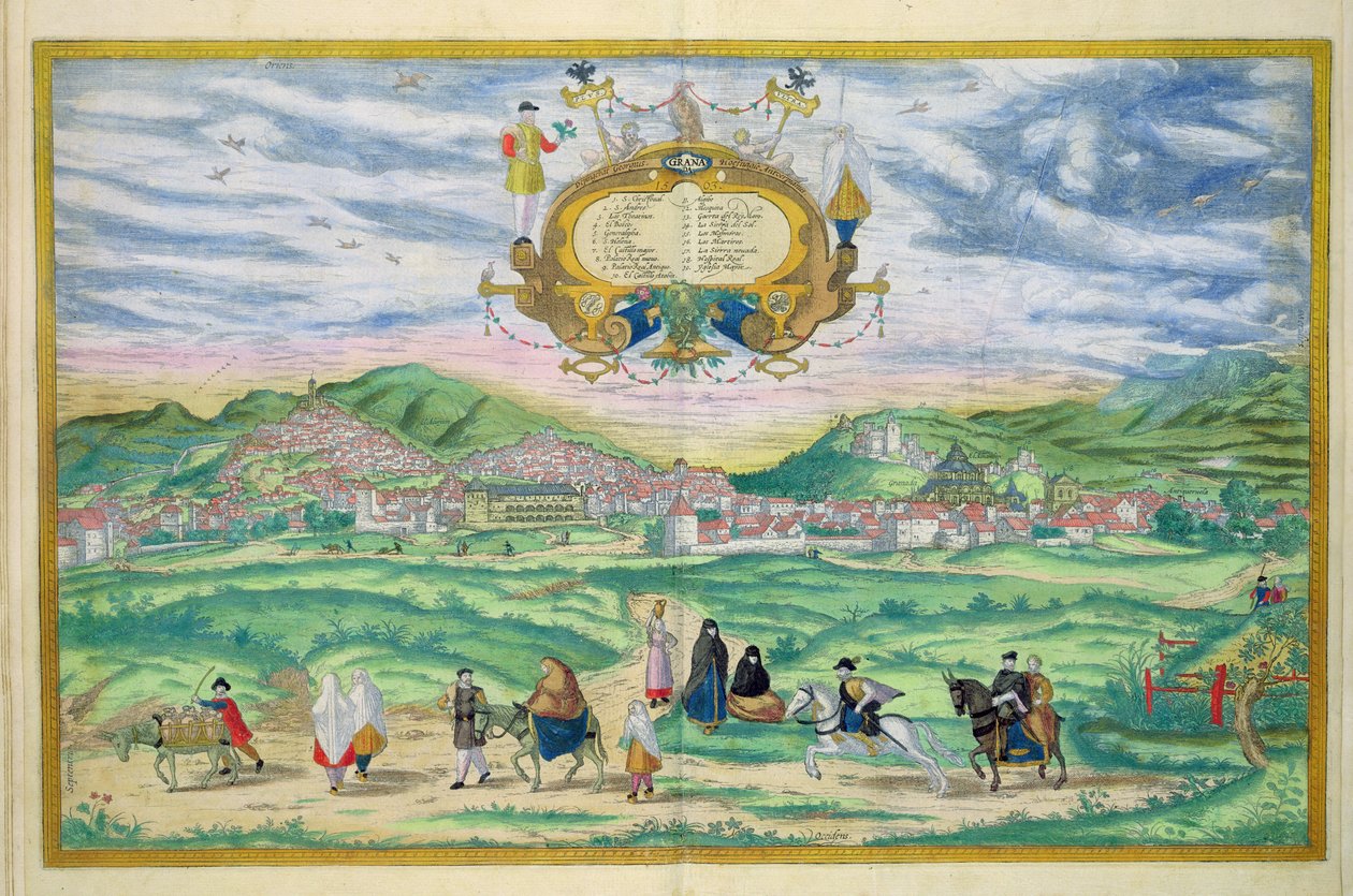 ब्रौन द्वारा ग्रेनेडा के मानचित्र, &39;विश्व&39; से (1541-1622) और फ्रांज Hogenbergh (1535-1590), 1563 द्वारा जोरिस हॉफनागल