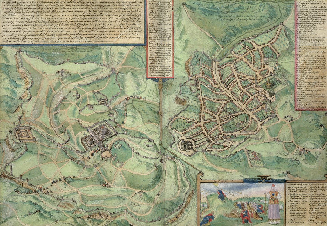 ब्रौन द्वारा यरूशलेम के मानचित्र, &39;विश्व&39; से (1541-1622) और फ्रांज Hogenbergh (1535-1590), c.1572 द्वारा जोरिस हॉफनागल