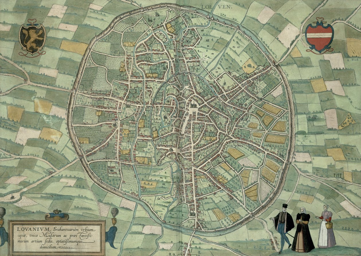 Louvain के मानचित्र, ब्राउन (1541-1622) और फ्रांज Hogenbergh द्वारा &39;विश्व&39; से (1535-1590) c.1572-1617 द्वारा जोरिस हॉफनागल