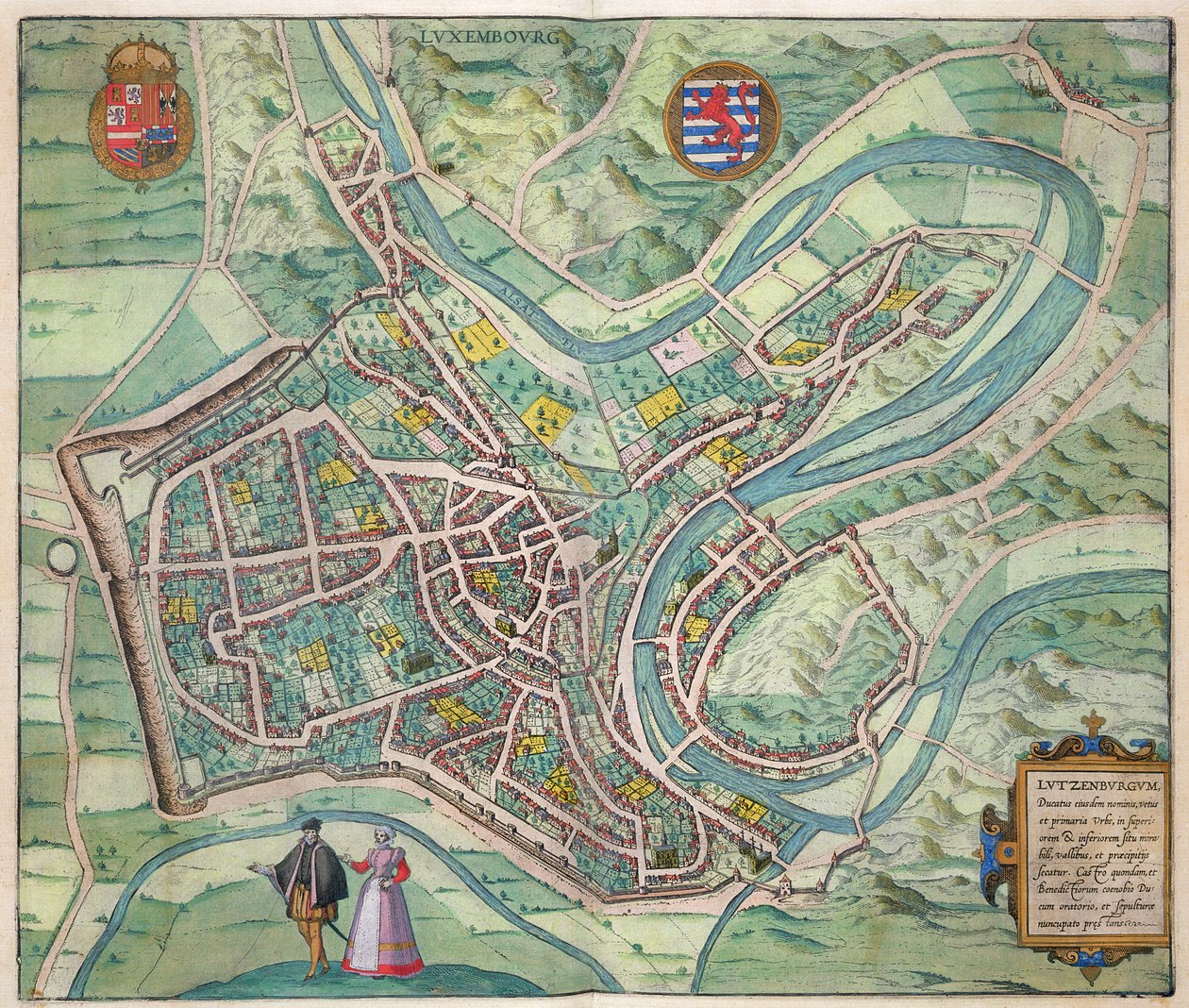 लक्जमबर्ग के मानचित्र, ब्राउन (1541-1622) और फ्रांज Hogenbergh द्वारा &39;विश्व&39; से (1535-1590) c.1572-1617 द्वारा जोरिस हॉफनागल
