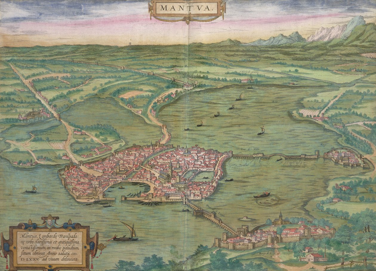 ब्रौन द्वारा Mantua के मानचित्र, &39;विश्व&39; से (1541-1622) और फ्रांज Hogenbergh (1535-1590), 1575 द्वारा जोरिस हॉफनागल