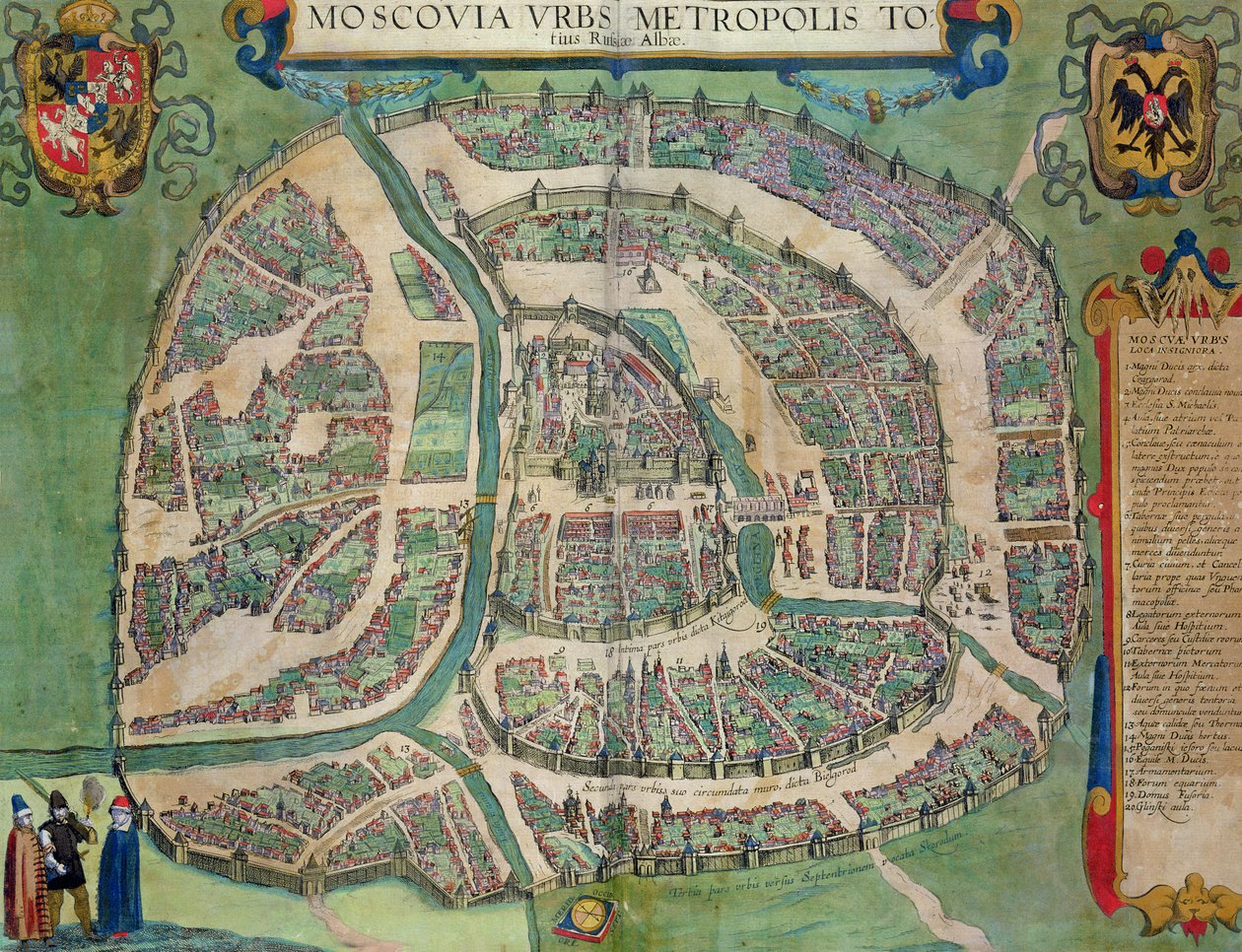 मास्को के मानचित्र, ब्राउन (1541-1622) और फ्रांज Hogenbergh द्वारा &39;विश्व&39; से (1535-1590) c.1572-1617 द्वारा जोरिस हॉफनागल