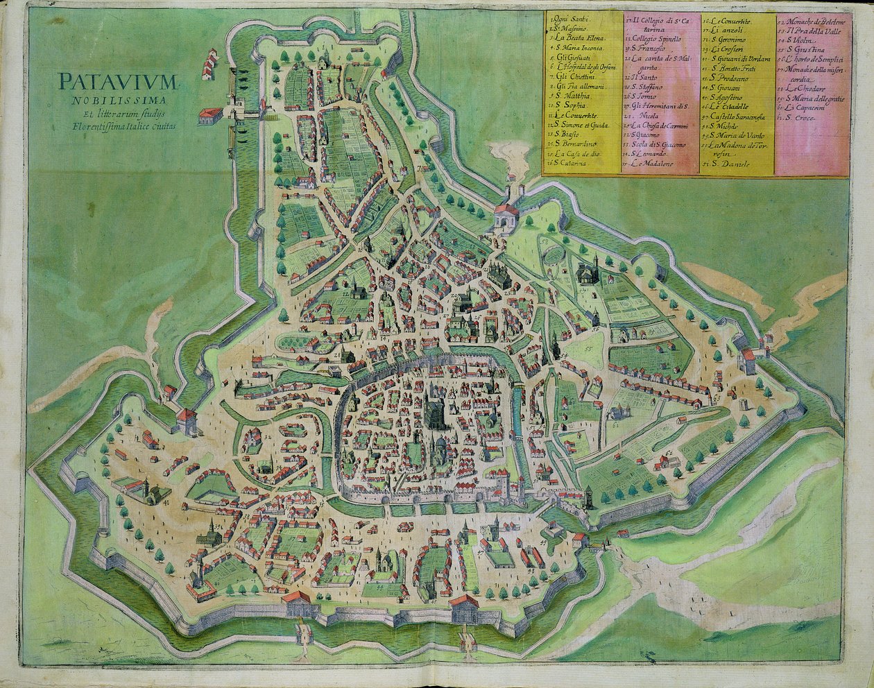 पडोवा मानचित्र, ब्राउन (1541-1622) और फ्रांज Hogenbergh द्वारा &39;विश्व&39; से (1535-1590) c.1572-1617 द्वारा जोरिस हॉफनागल