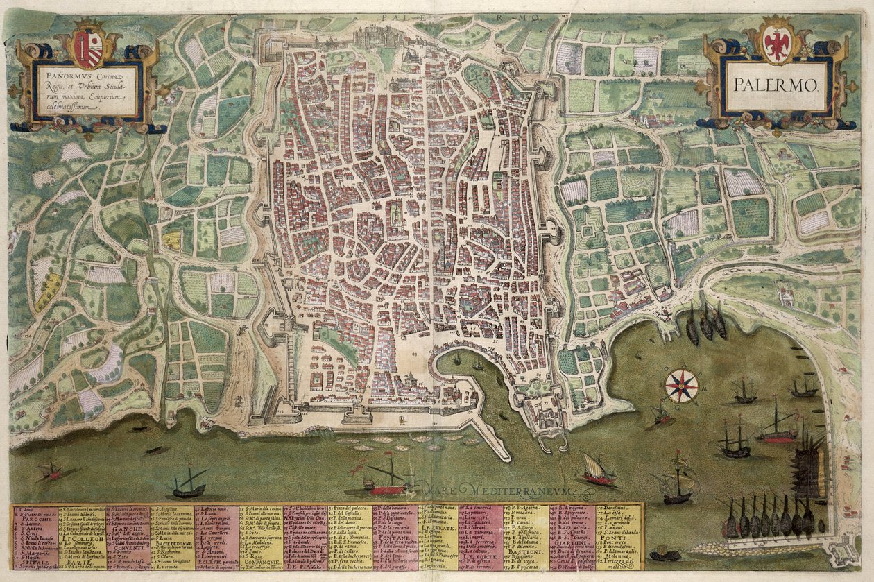 पलेर्मो के मानचित्र, ब्राउन (1541-1622) और फ्रांज Hogenbergh द्वारा &39;विश्व&39; से (1535-1590) c.1572-1617 द्वारा जोरिस हॉफनागल