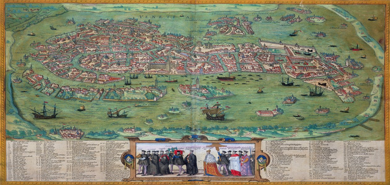 ब्रौन द्वारा वेनिस के मानचित्र, &39;विश्व&39; से (1541-1622) और फ्रांज Hogenbergh (1535-1590), c.1572 द्वारा जोरिस हॉफनागल