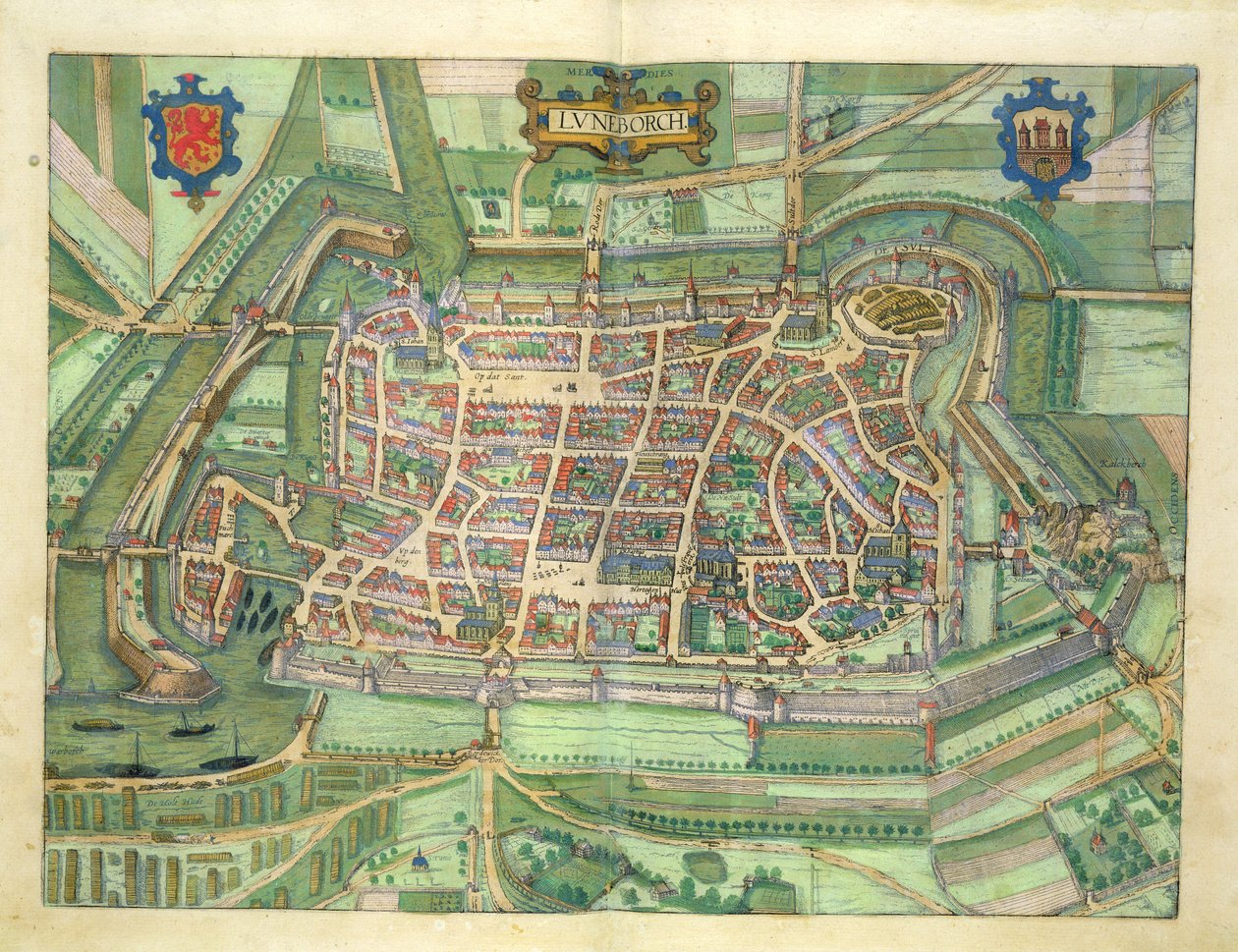 Luneburg के मानचित्र, ब्राउन (1541-1622) और फ्रांज Hogenbergh द्वारा &39;विश्व&39; से (1535-1590) c.1572-1617 द्वारा जोरिस हॉफनागल