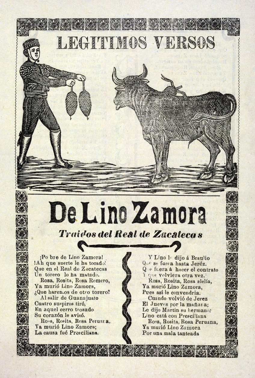 लीनो ज़मोरा द्वारा वैध छंद, 1903 प्रकाशित रियल डे ज़काटेकास से लाया गया द्वारा जोस गुआडालुपे पोसाडा
