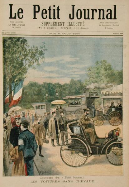 द हॉर्सलेस कैरिजेज, ले पेटिट जर्नल का फ्रंट कवर, 6 अगस्त 1894 द्वारा जोस बेलोन