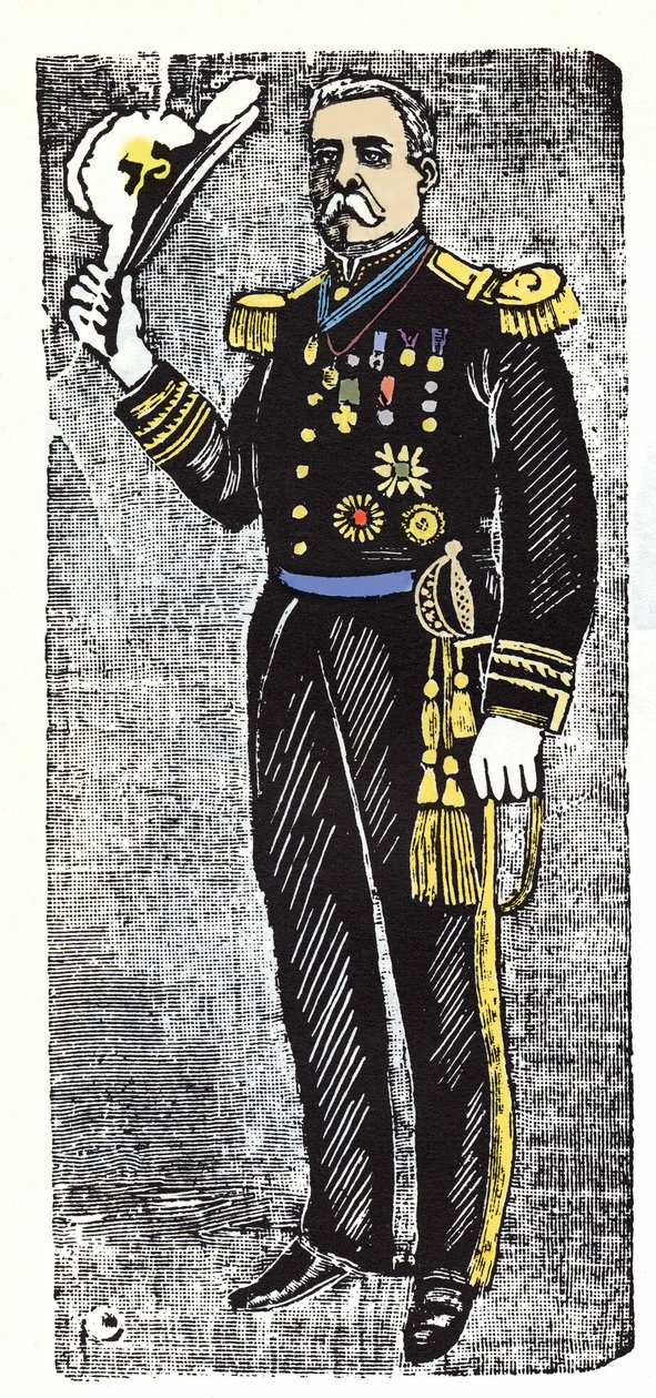 मैक्सिकन क्रांति (1910-1920): पोर्फिरियो डियाज़ (1828-1915), मेक्सिको गणराज्य के राष्ट्रपति। जोस ग्वाडालूप पोसाडा द्वारा ज़ाइलोग्राफी (1852-1913)। द्वारा जोस गुआडालुपे पोसाडा