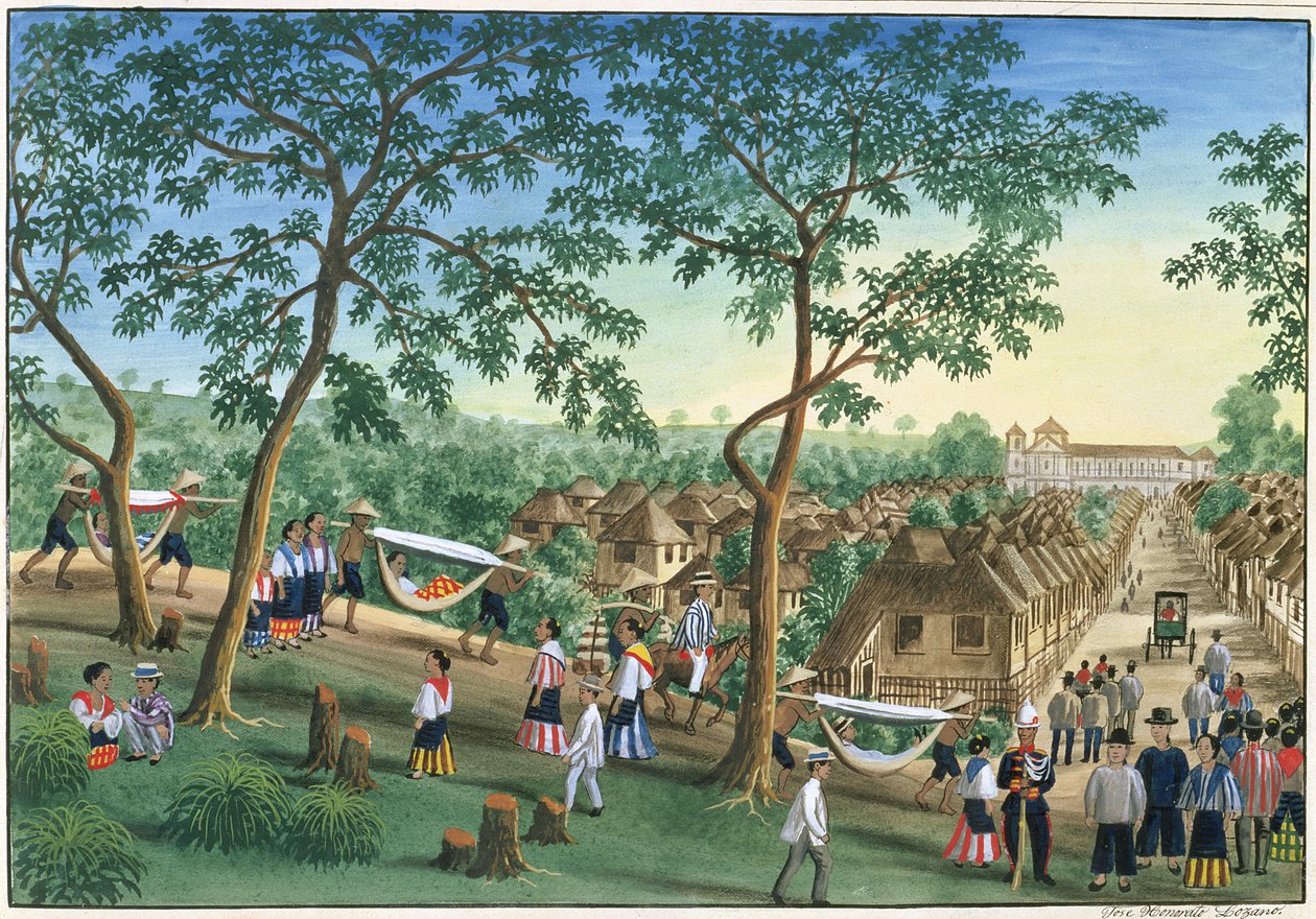 एंटीलोलो फिएस्टा के लिए, "द फिएस एल्बम ऑफ व्यू इन एंड अराउंड मनीला" से, c.1845 द्वारा जोस होनराटो लोज़ानो