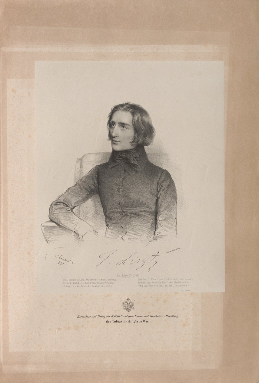 फ्रांज़ लिज़्ज़त का पोर्ट्रेट 1811-1886, 1838। द्वारा जोसेफ क्राहुबेर